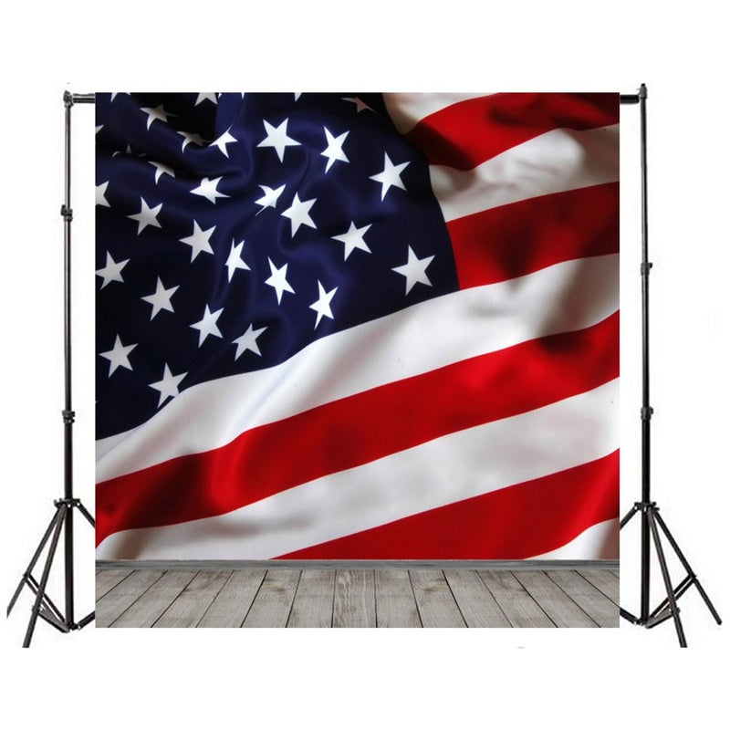 AOFOTO 6x6ft Patriotic American Flag Backdrop Air Force Test Independence Day Veterans Day Photography Background Stars and Strips Kid Baby Boy Adult Portrait Photoshoot Video Studio Props Vinyl - Image 2